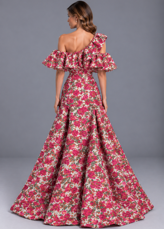 Flower Jacquard Gown