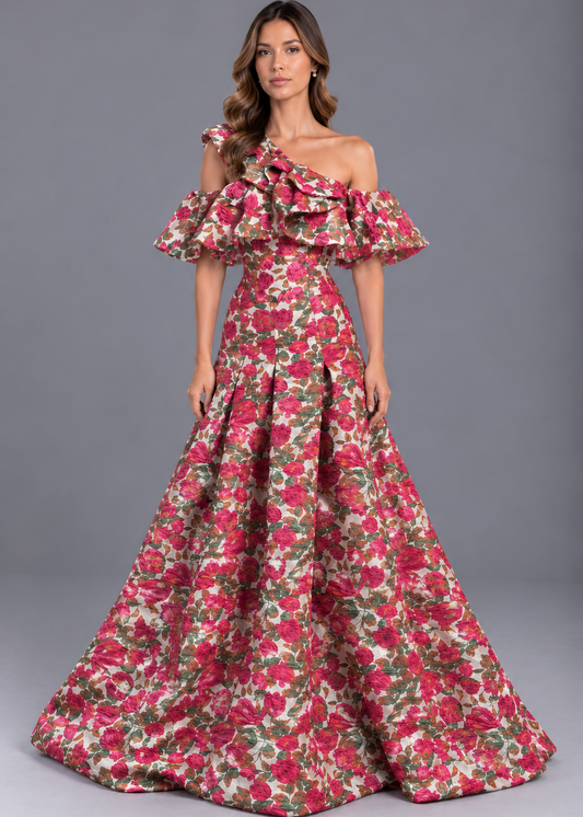 Flower Jacquard Gown